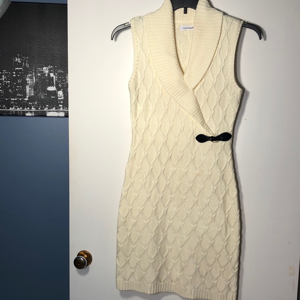 Calvin Klein Cable Knit Long Sweater Dress Sz S